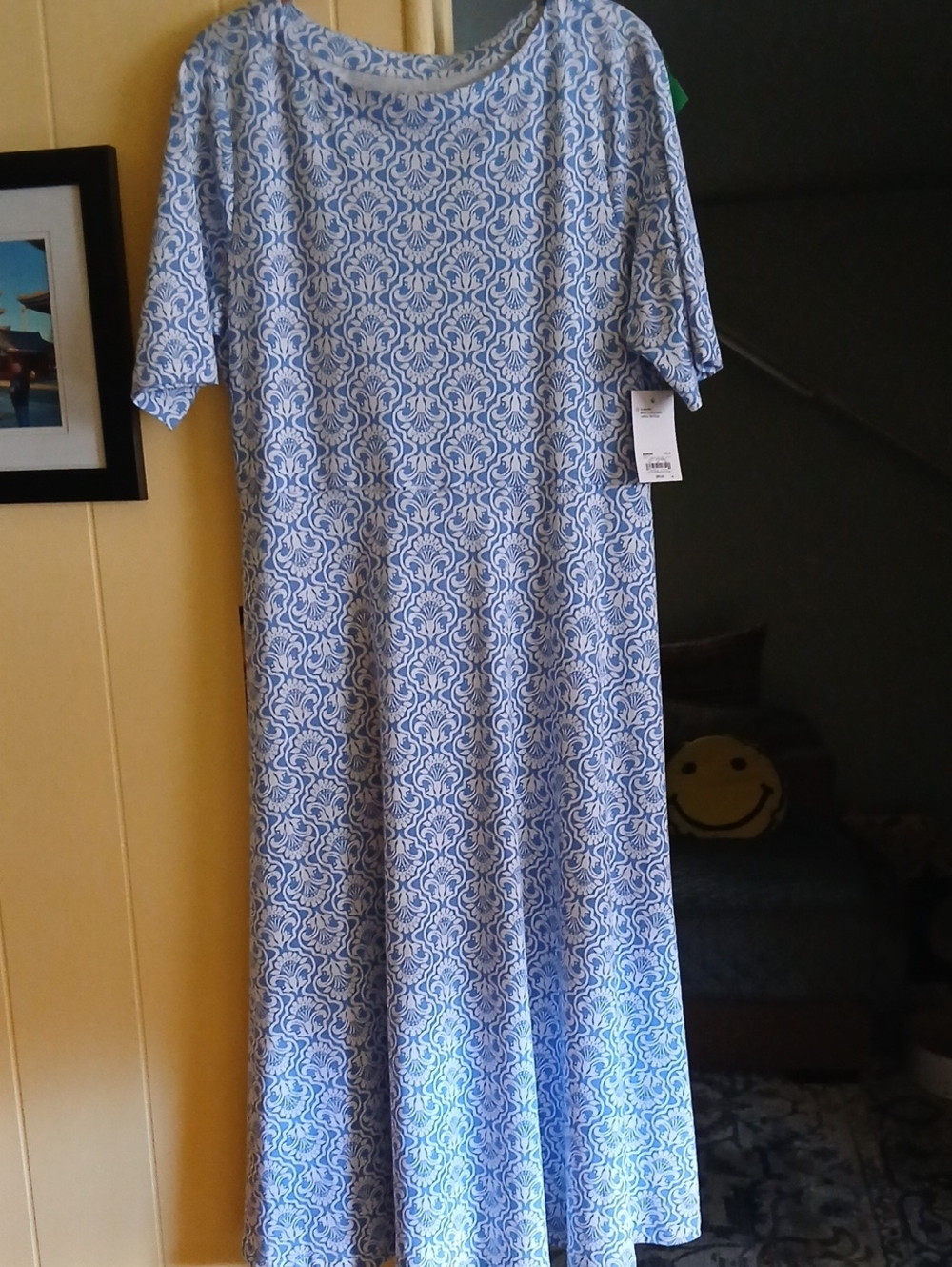 Croft $ Borrow Blue and White Printed Women's Maxi Dress